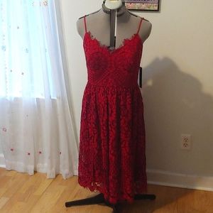 Nwt nicole miller brand red lace dress sz 10